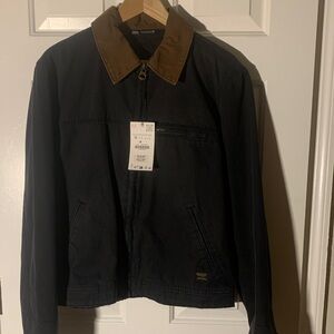 Zara Men's Dark Jacket with Brown Collar